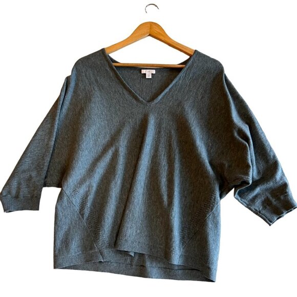 J Jill Sweater Size Large Faded Teal Long Sleeve Dolman Sleeve Knit 3/4 Sleeve - Picture 15 of 16